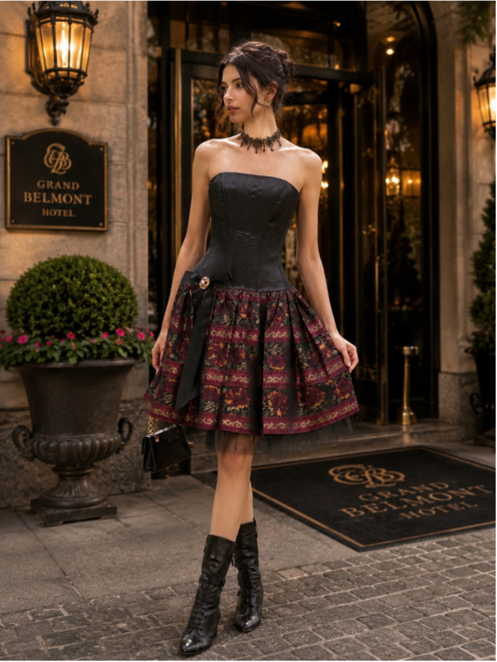 Jessica McClintock Gunne Sax Strapless Brocade Corset Dress Y2K